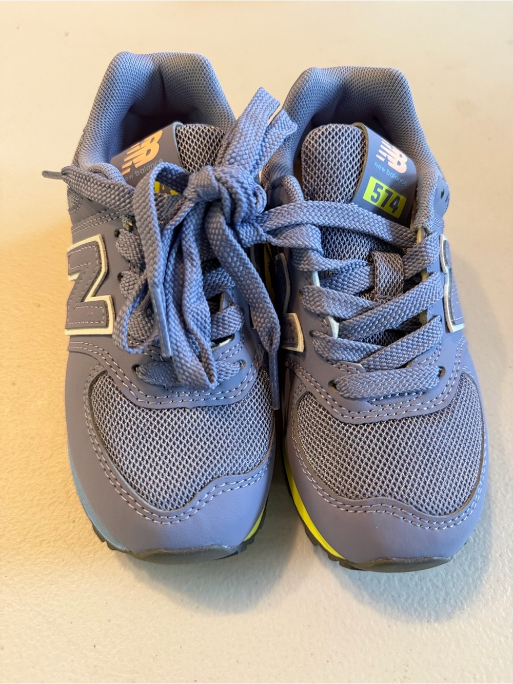 New Balance Kids' Lavender 574 Sneakers with Neon Accent